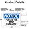 Signmission Please Use Main Entrance OSHA Notice Sign, Plastic, 24in W x 18in L, 2PK OS-2PACK-NS-P-1824-L-17618 - alternate 4
